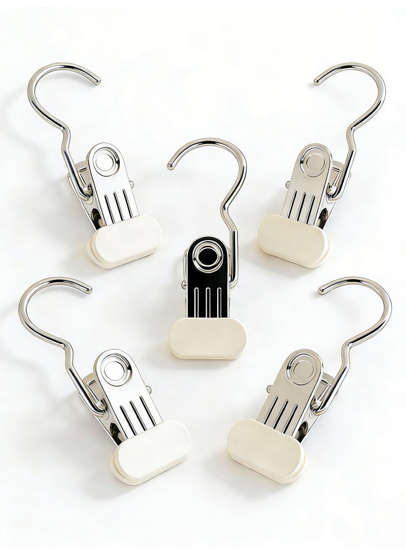 Joybos 5-Pack Multifunctional Stainless Steel Clothespins | Non-slip, Mark-Free Pants/Skirt Clips with Hook Design, Universal Type, Suitable for Hats/Pants/Skirts - Image 1